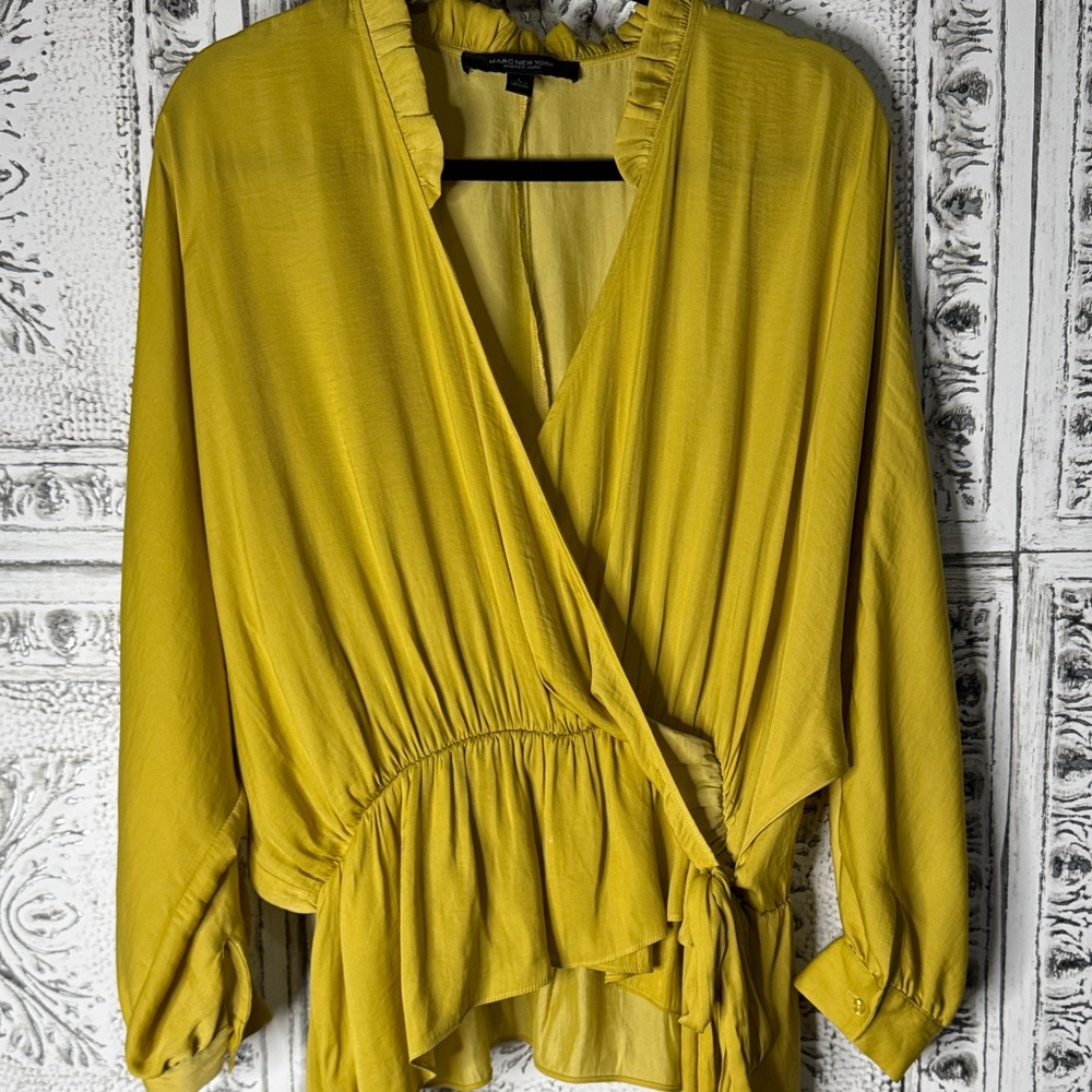 Marc Newyork Mustard Wrap Blouse